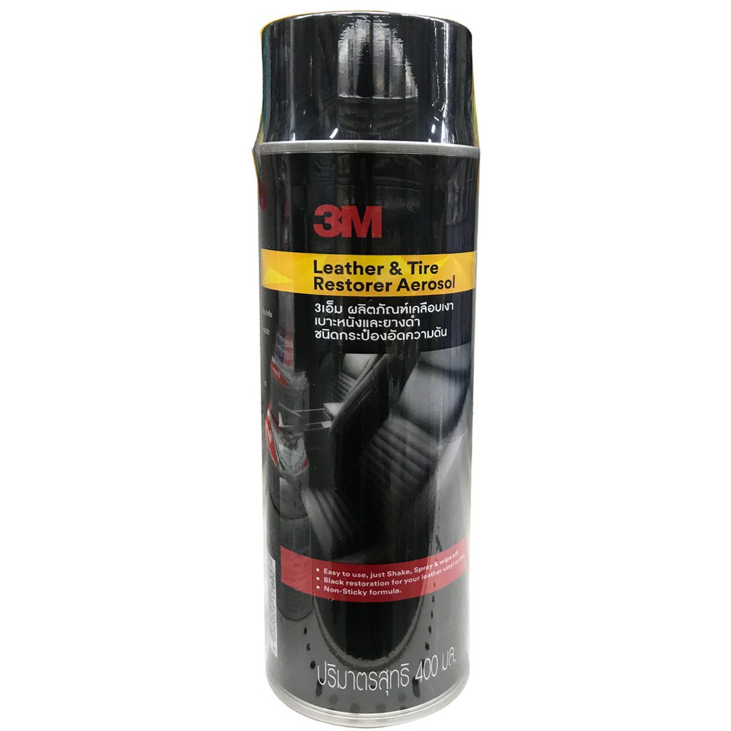 3M Leather & TireRestoter Aerosol ผลิตภัณฑ์เคลือบเงาเบาะหนังเเละยางดำ ชนิดกระป๋องอัดความดัน